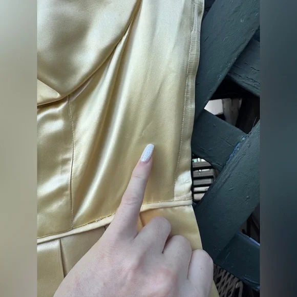 50s Vintage Yellow and Black Satin Prom Dress size Xs - Picture 4 of 11